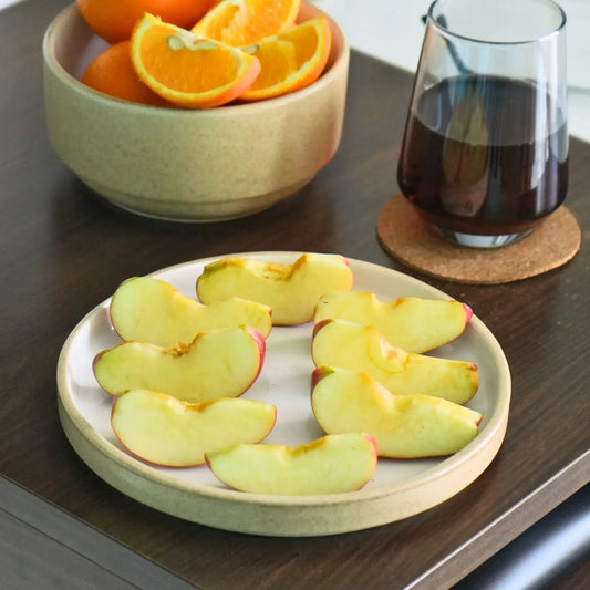 BlackCarrot's Stoneware Premium Beige & White Quarter Plates (Set of 6) BlackCarrot