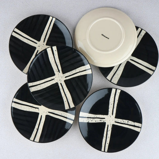 BlackCarrot's Stoneware Premium Black Splash Quarter Plates (Set of 6) BlackCarrot