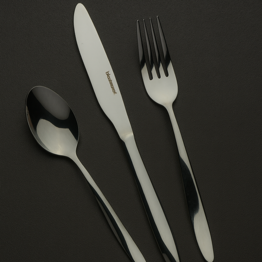 Stainless Steel Silver Finish Cutlery Set of 3  | 304 Food Grade BlackCarrot