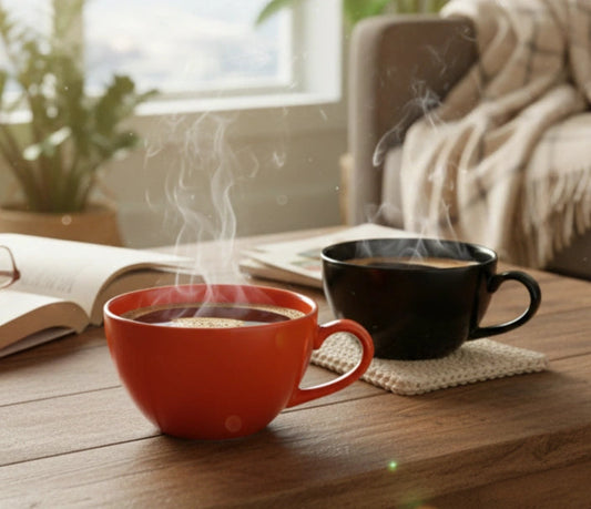 Ceramic Coffee Mugs, Set of 2, Black & Orange, 300ml | Glossy Finish BlackCarrot