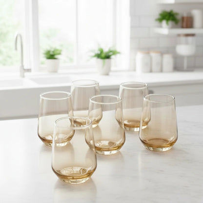 Lead Free Golden Water Glass Set of 6 390ml BlackCarrot