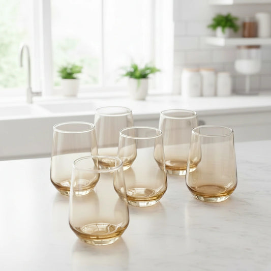 Lead Free Golden Water Glass Set of 6 390ml BlackCarrot
