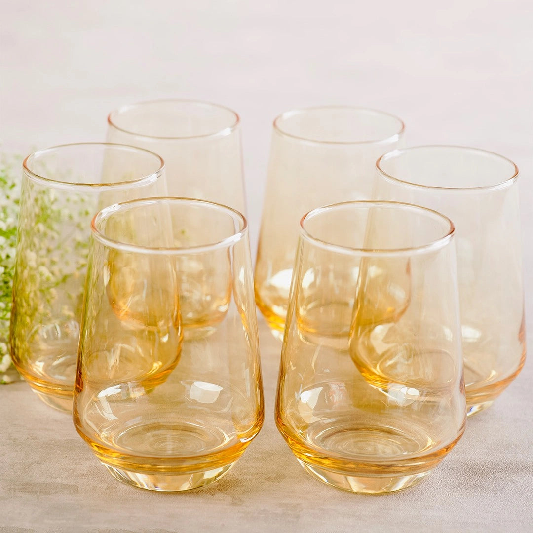 Lead Free Golden Water Glass Set of 6 390ml BlackCarrot