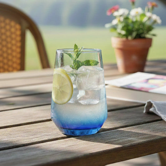 Lead Free Blue Water Glass Set of 6 390ml BlackCarrot