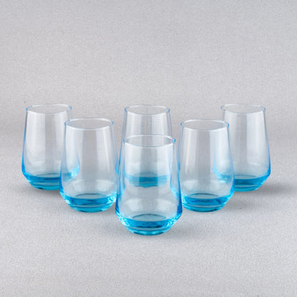 Lead Free Blue Water Glass Set of 6 390ml BlackCarrot