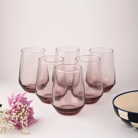 Mauve Water Glass Set of 6 390ml BlackCarrot