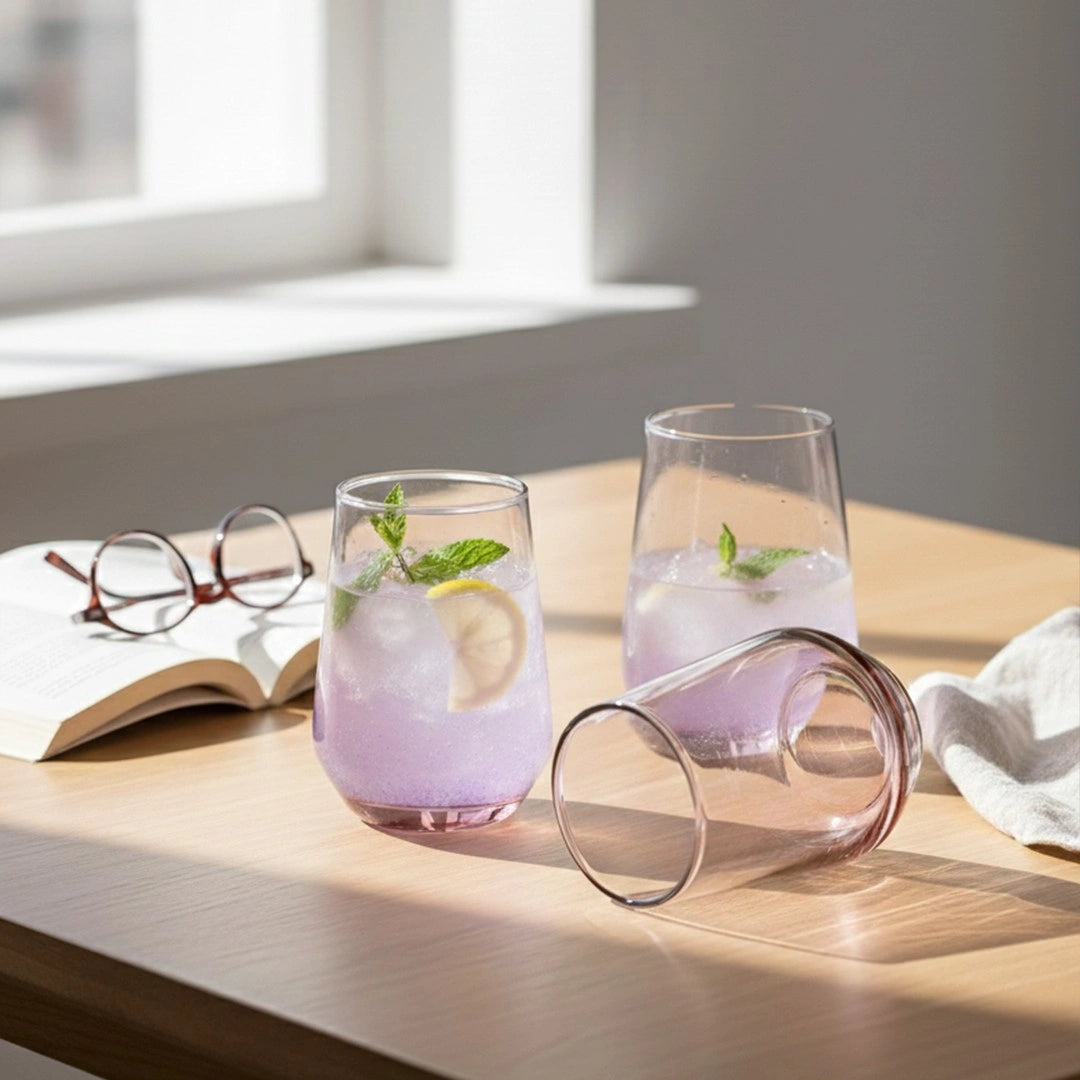 Lead Free Pink Water Glass Set of 6 390ml BlackCarrot