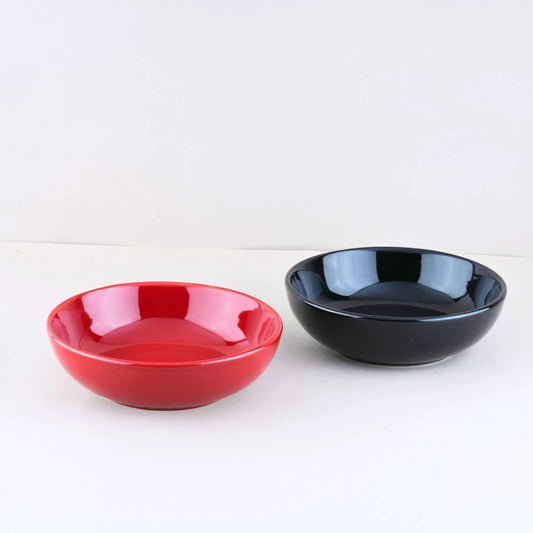 Premium Black & Red Ceramic Snack Bowl Set of 2 BlackCarrot