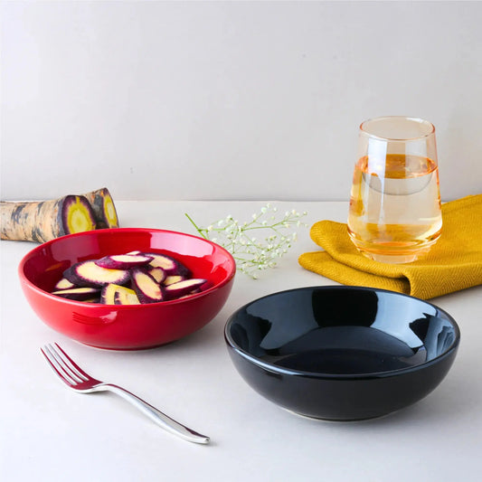Premium Black & Red Ceramic Snack Bowl Set of 2 BlackCarrot