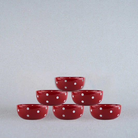 Premium Porcelain Red Small Bowls Set of 6 BlackCarrot