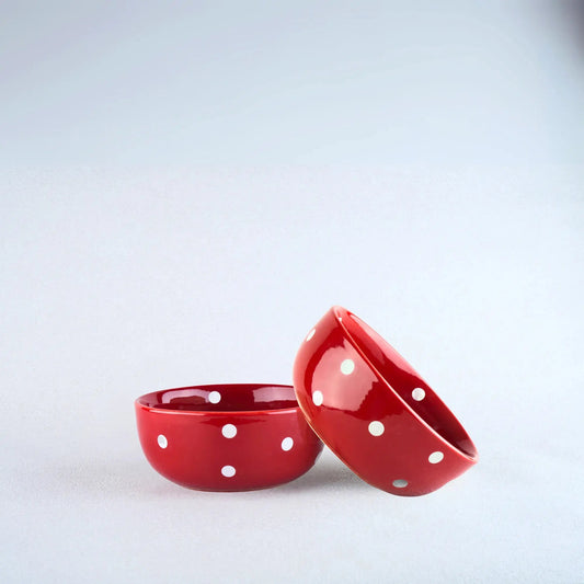 Premium Porcelain Red Small Bowls Set of 6 BlackCarrot