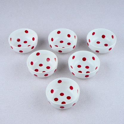 Premium Porcelain White Polka Small Bowls Set of 6 BlackCarrot