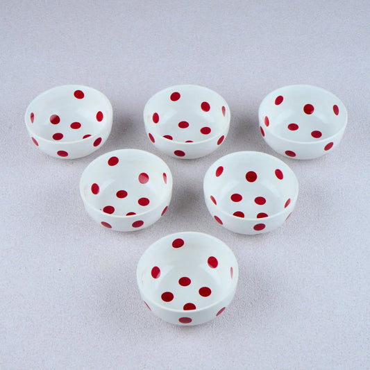Premium Porcelain White Polka Small Bowls Set of 6 BlackCarrot