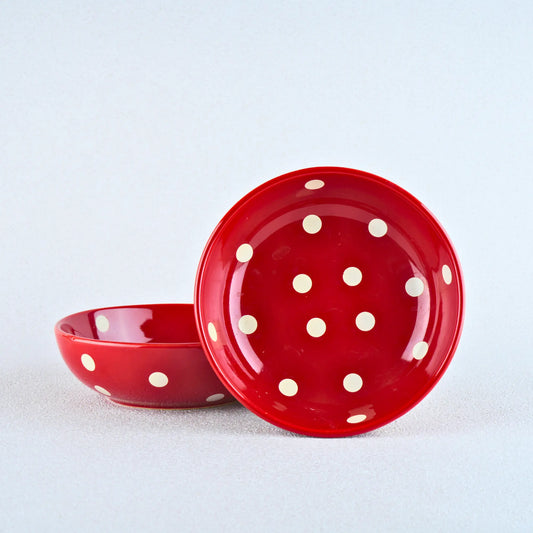 Premium Red Ceramic Snack Bowl Set of 2 BlackCarrot