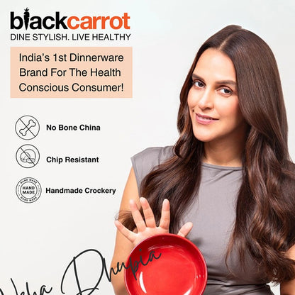 Premium Red Ceramic Snack Bowl Set of 2 BlackCarrot