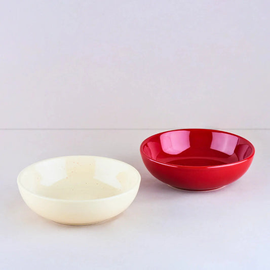 Premium Red & White Ceramic Snack Bowl Set of 2 BlackCarrot