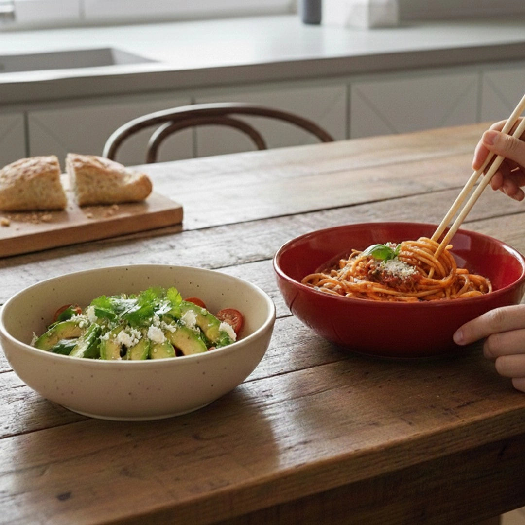 Premium Red & White Ceramic Snack Bowl Set of 2 BlackCarrot