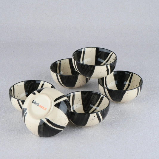 Premium Stoneware Splash Small Bowls Set of 6 BlackCarrot