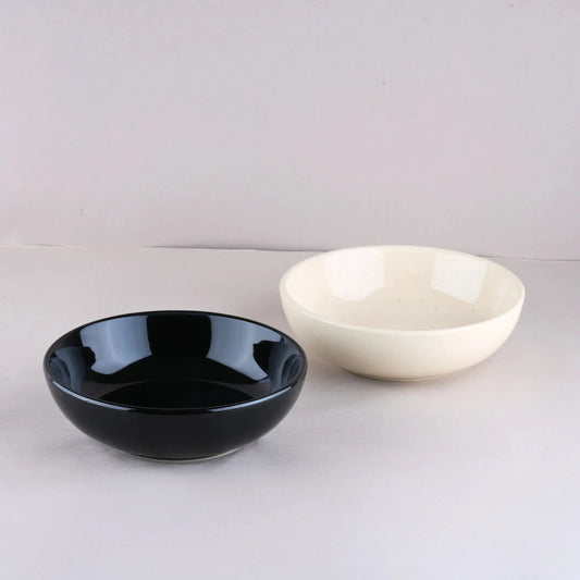 Premium White & Black Ceramic Snack Bowl Set of 2 BlackCarrot