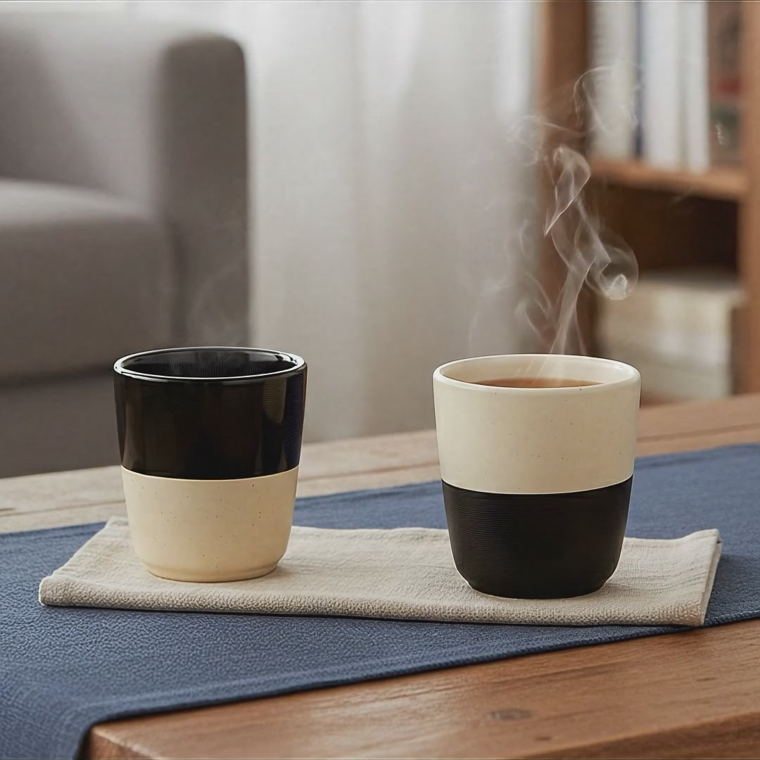 black-and-white-ceramic-kulhad-set-of-6-modern-dinnerware-handcrafted-ceramic-cups-minimalist-design-elegant-kitchen-tableware-steaming-tea-cups