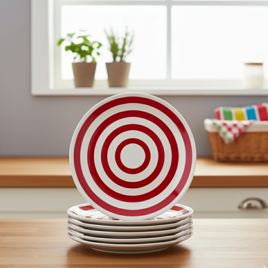 Black Carrot's Porcelain Premium Red Quarter Plates (Set of 6) BlackCarrot