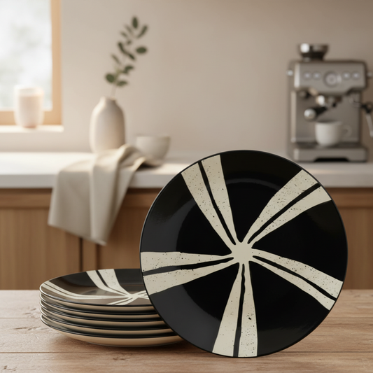 Black Carrot's Splash Ceramic Dinner Plates (Set of 6) BlackCarrot