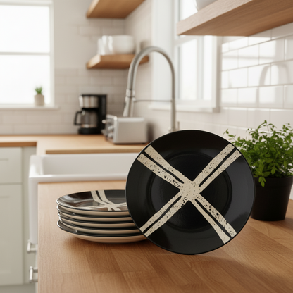 BlackCarrot's Stoneware Premium Black Splash Quarter Plates (Set of 6) BlackCarrot