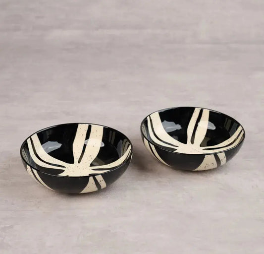 Splash Stoneware Snack Bowl (Set of 2) BlackCarrot