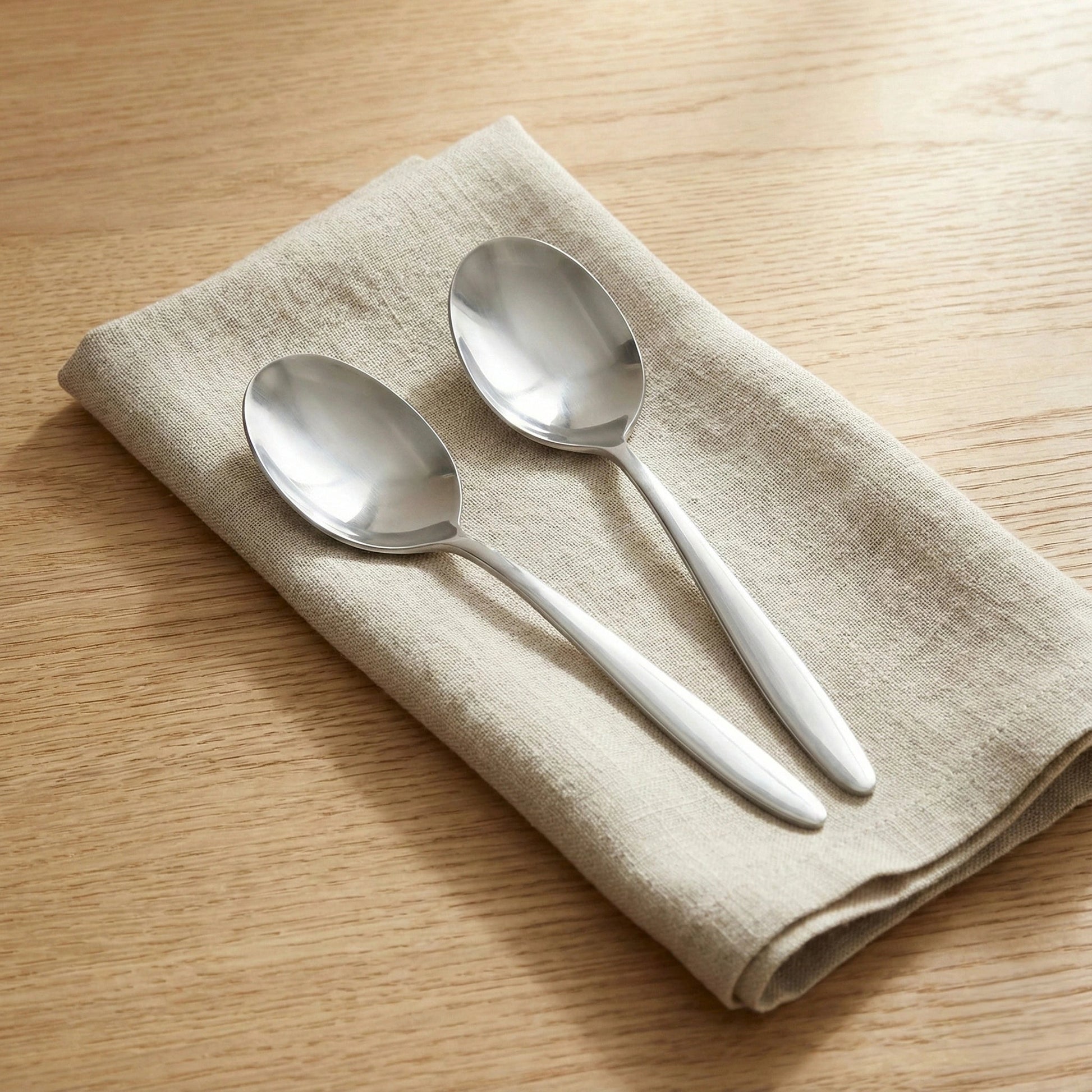 Stainless Steel Silver Finish Serving Spoon Set of 2 | 304 Food Grade BlackCarrot